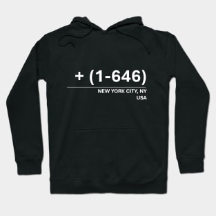 New York City Area Code 646 Contact Graphic (white) Hoodie